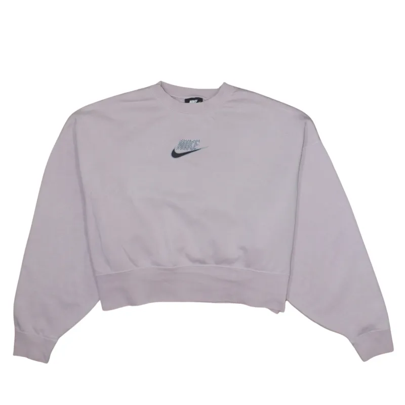 Nike Light Pink Sweatshirt Women’s XSmall Embroidered Swoosh Cropped Crewneck Pullover Fleece Top sold by Vintage Club