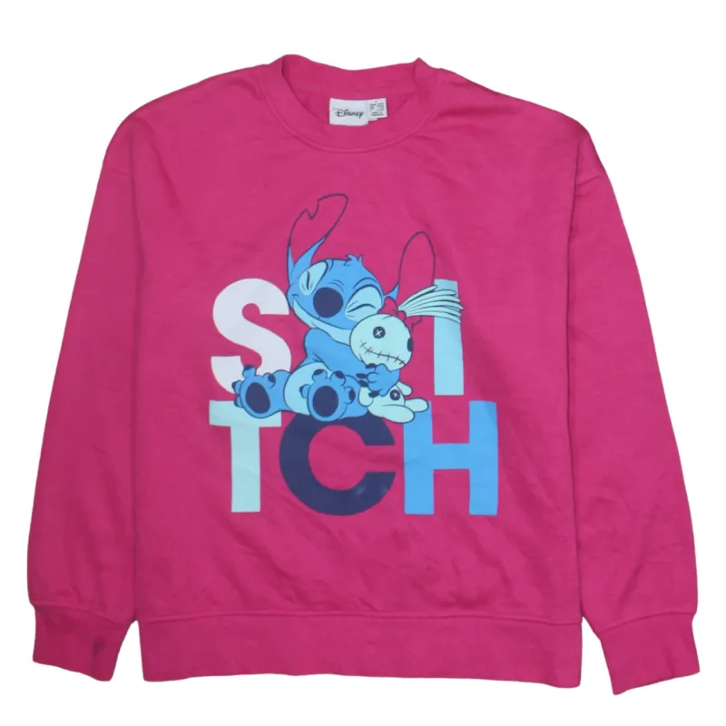 Disney Pink Sweatshirt Women’s Small Printed Stitch Graphic Crewneck Pullover Top sold by Vintage Club