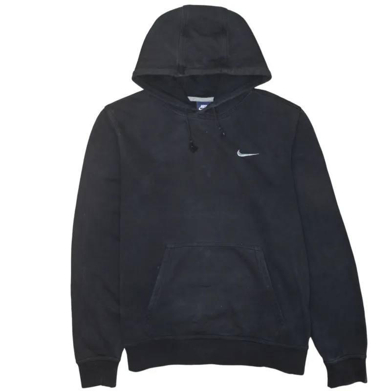 Nike Black Hoodie Men’s Medium Embroidered Swoosh Drawstring Hood Front Pocket Sweatshirt sold by Vintage Club