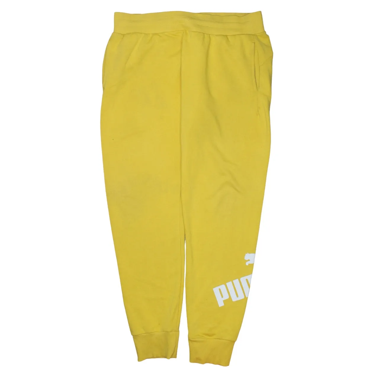 Puma Yellow Joggers Men’s Large Printed Logo Elastic Waist Cuffed Sweatpants sold by Vintage Club