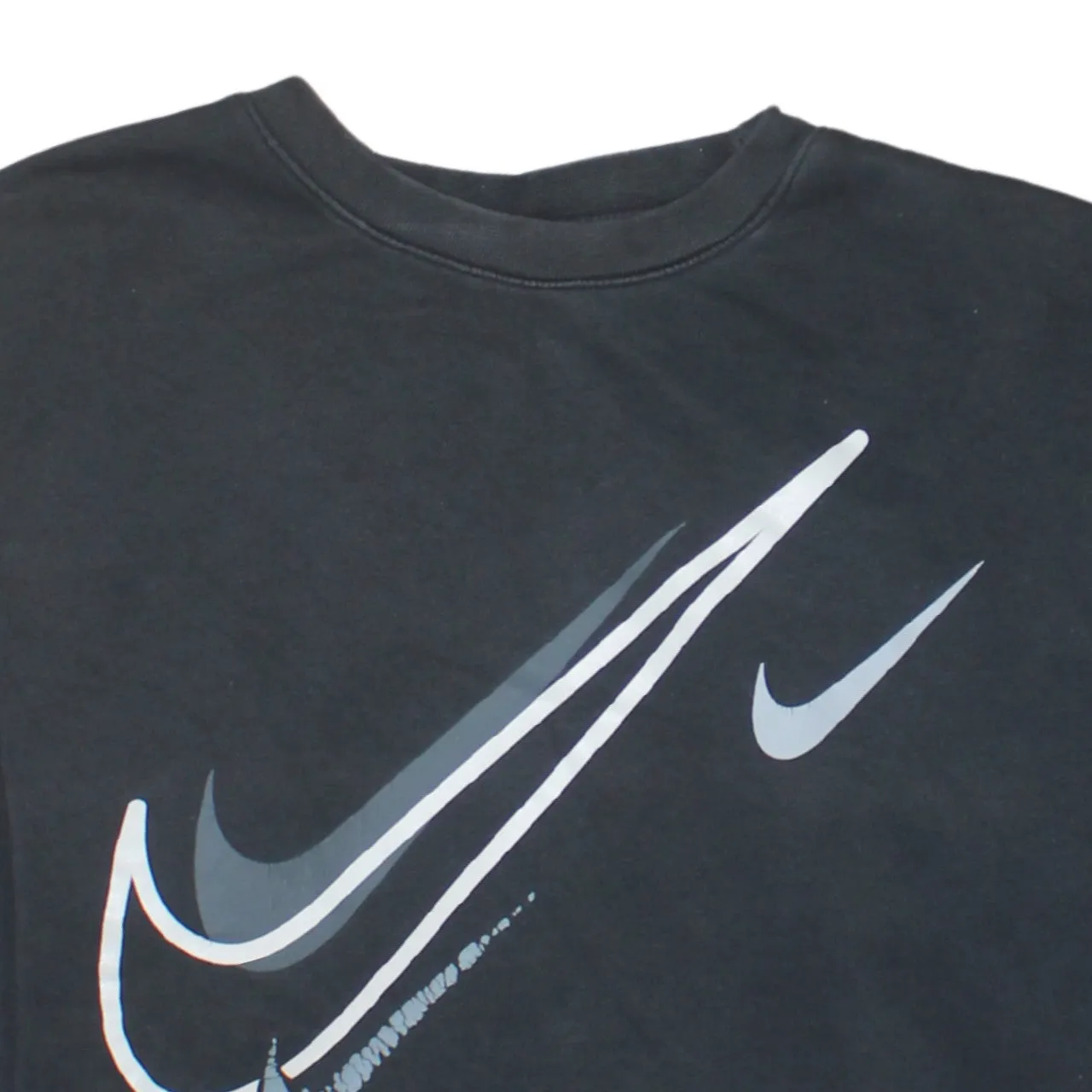 Nike Black Sweatshirt Men's XSmall Printed Swoosh Logo Crewneck Pullover Fleece Top sold by Vintage Club product image thumbnail 3