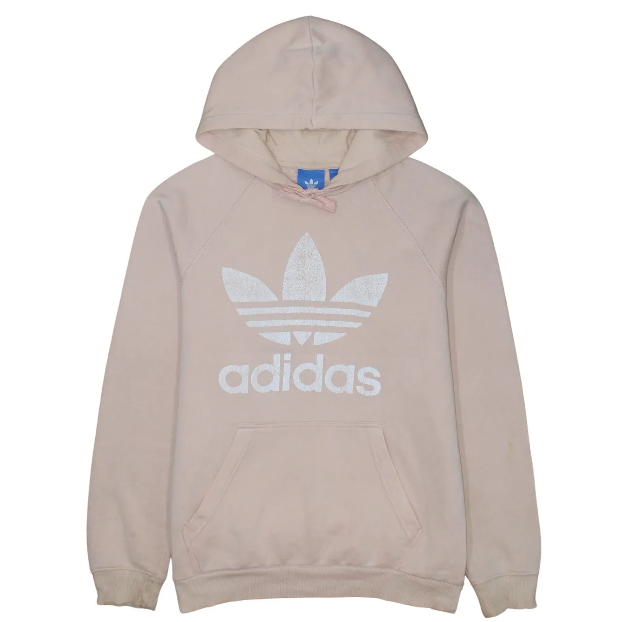 Adidas Light Pink Hoodie Men's Medium Trefoil Printed Logo Front Pocket Pullover Sweatshirt sold by Vintage Club