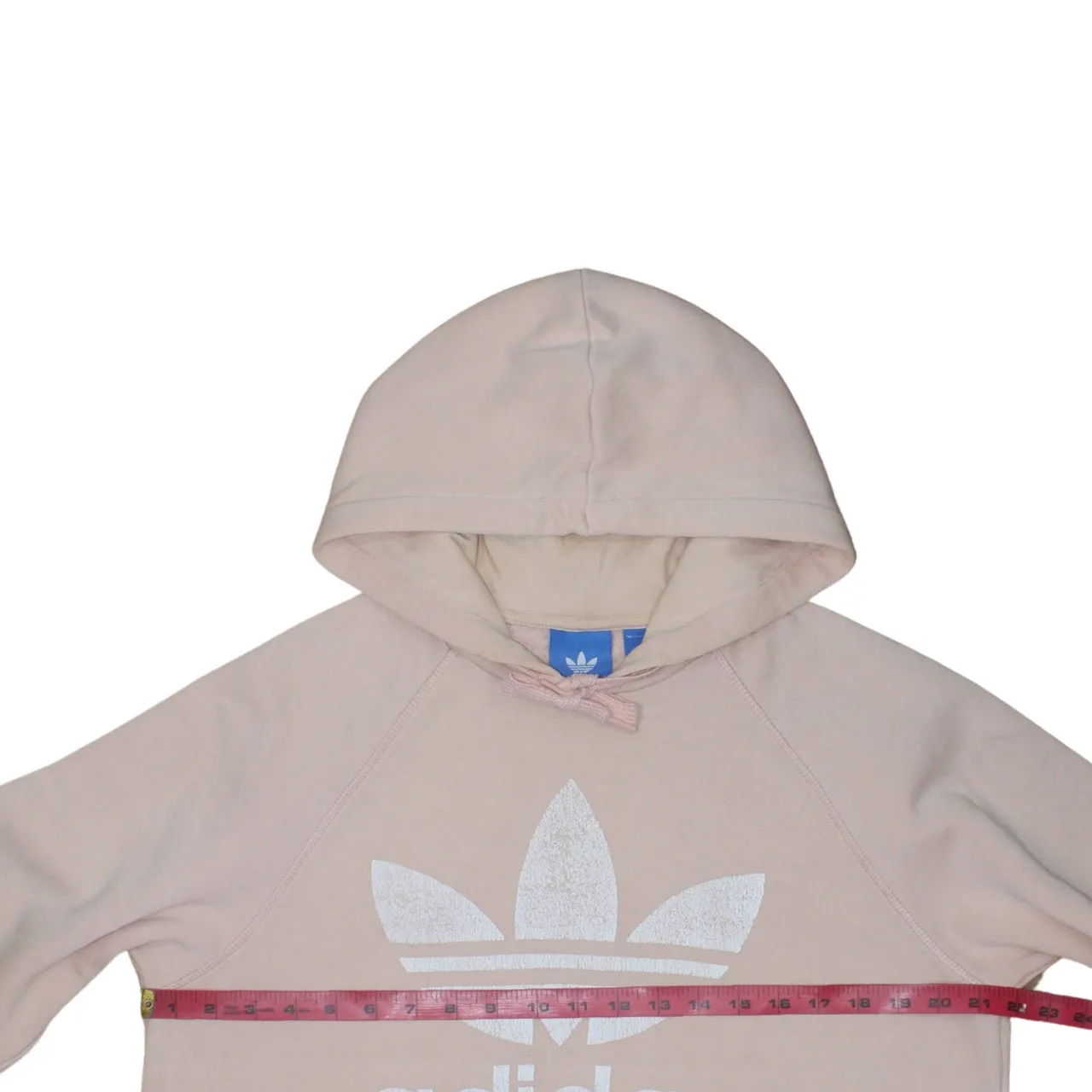 Adidas Light Pink Hoodie Men's Medium Trefoil Printed Logo Front Pocket Pullover Sweatshirt sold by Vintage Club product image thumbnail 5