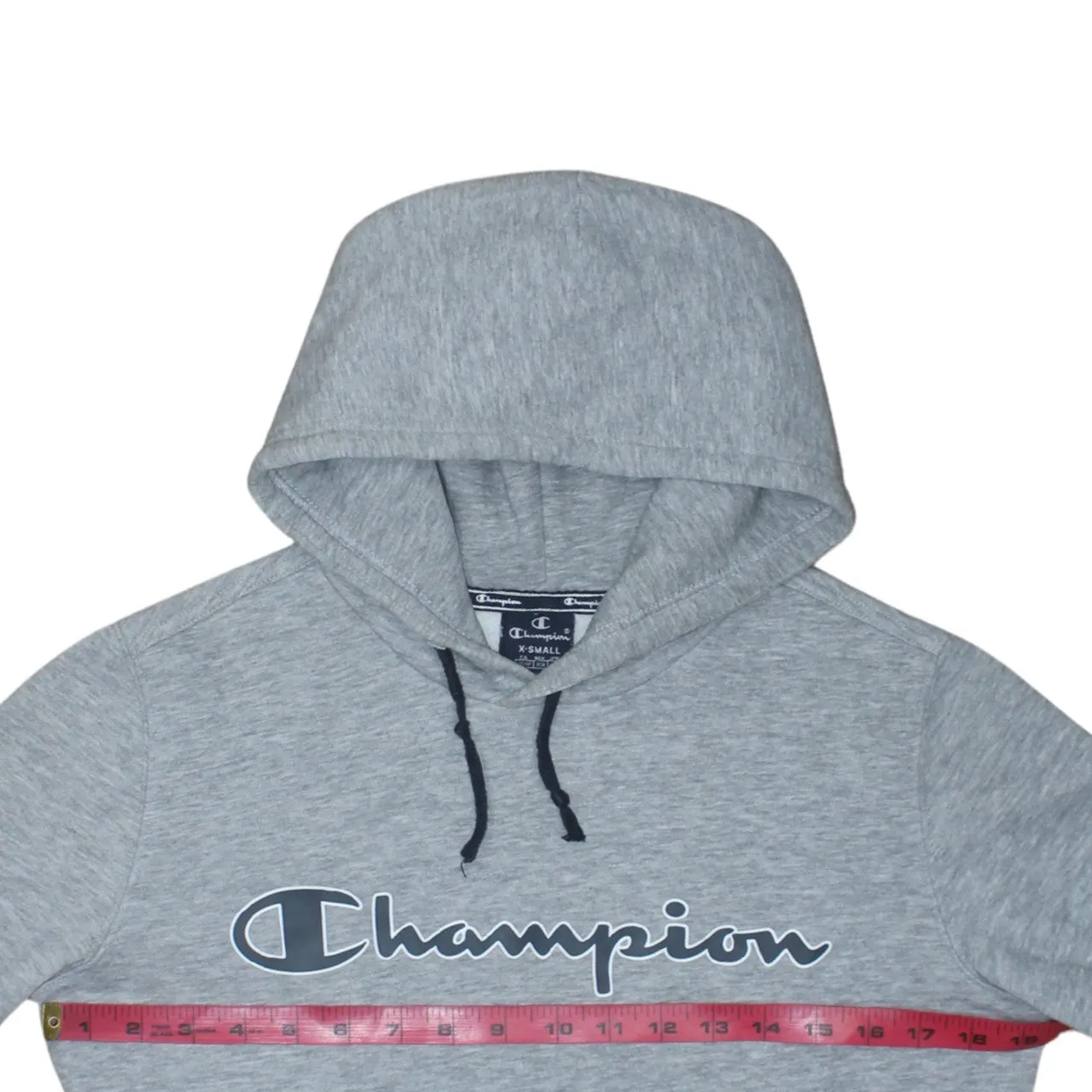 Champion Grey Hoodie Men's XSmall Printed Script Logo Drawstring Hood Front Pocket Sweatshirt sold by Vintage Club product image thumbnail 5