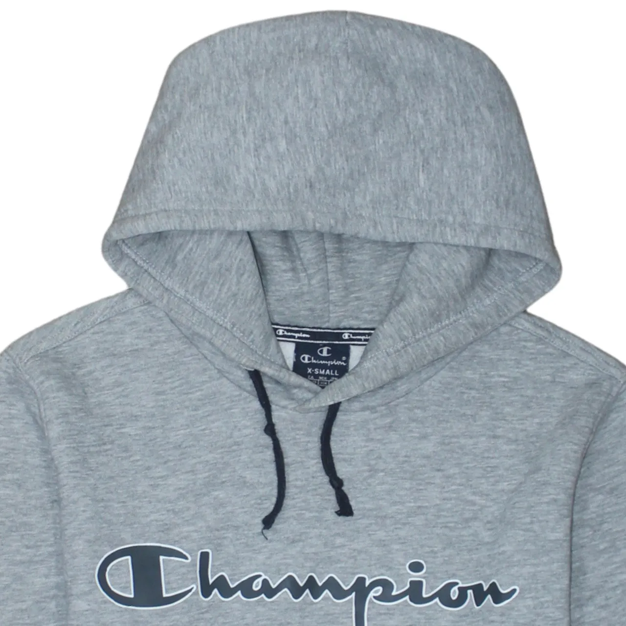 Champion Grey Hoodie Men's XSmall Printed Script Logo Drawstring Hood Front Pocket Sweatshirt sold by Vintage Club product image thumbnail 3