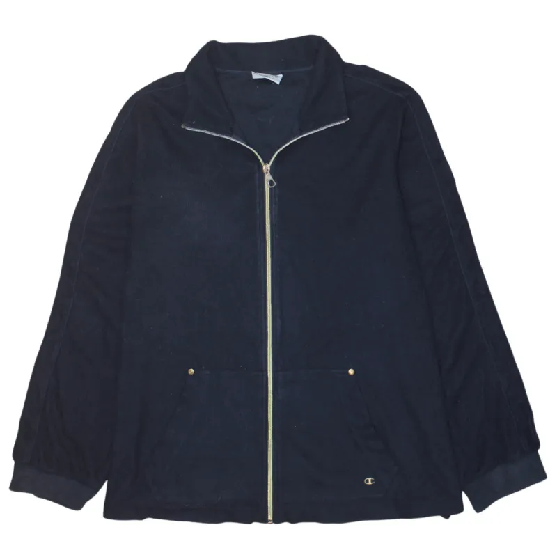 Champion Black Fleece Jacket Women’s XLarge Zip Front Pockets Small C Logo Top sold by Vintage Club