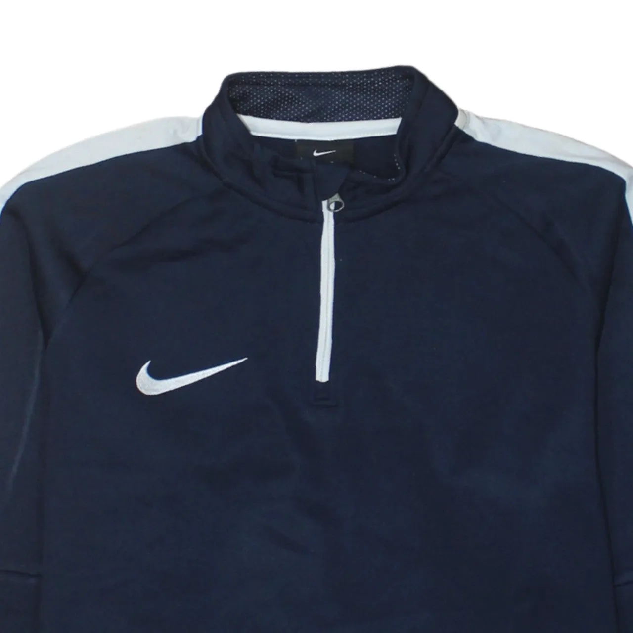 Nike Navy Blue Quarter Zip Sweatshirt Women’s Large Embroidered Swoosh Stripe Sleeves Top sold by Vintage Club product image thumbnail 3