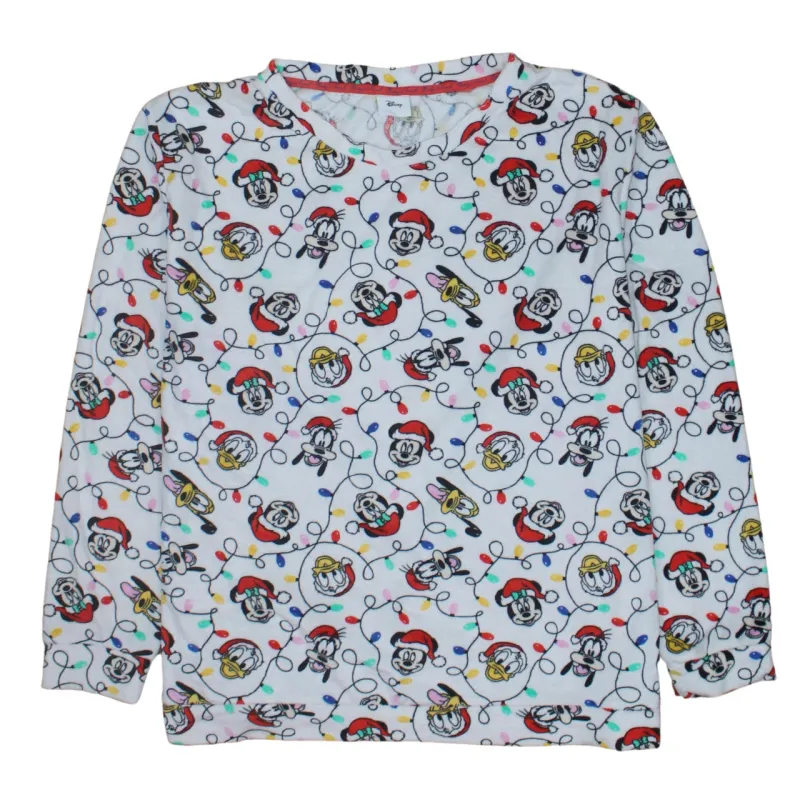 Disney White Christmas Sweatshirt Women’s Size 20 All Over Mickey Print Pullover Top sold by Vintage Club