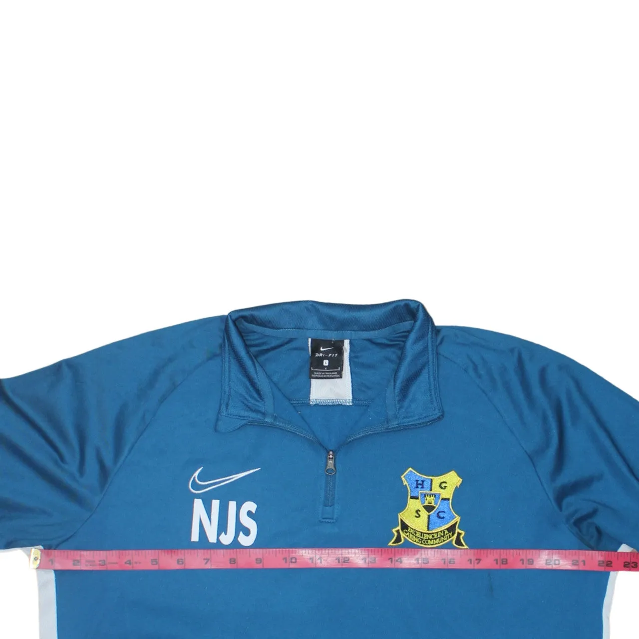 Nike Teal Blue Quarter Zip Sweatshirt Men's Large Printed Crest Logo Training Top sold by Vintage Club product image thumbnail 5