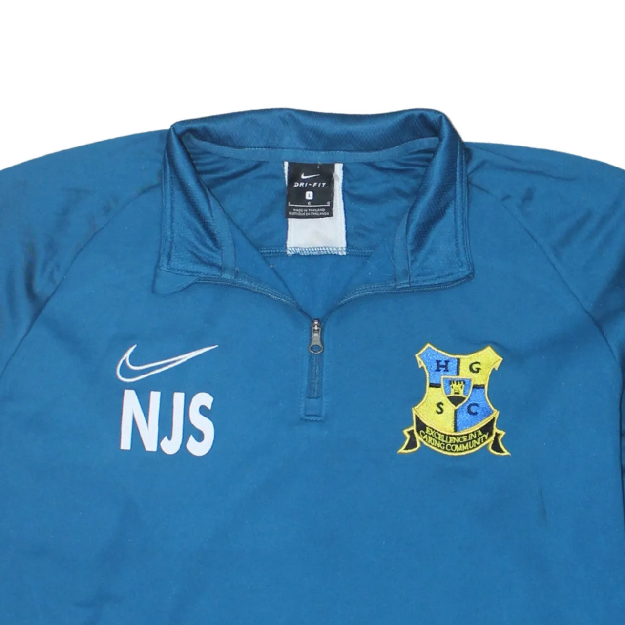 Nike Teal Blue Quarter Zip Sweatshirt Men's Large Printed Crest Logo Training Top sold by Vintage Club product image thumbnail 3