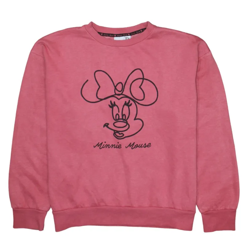 Disney Pink Sweatshirt Women's Medium Minnie Mouse Printed Graphic Crewneck Pullover Top sold by Vintage Club