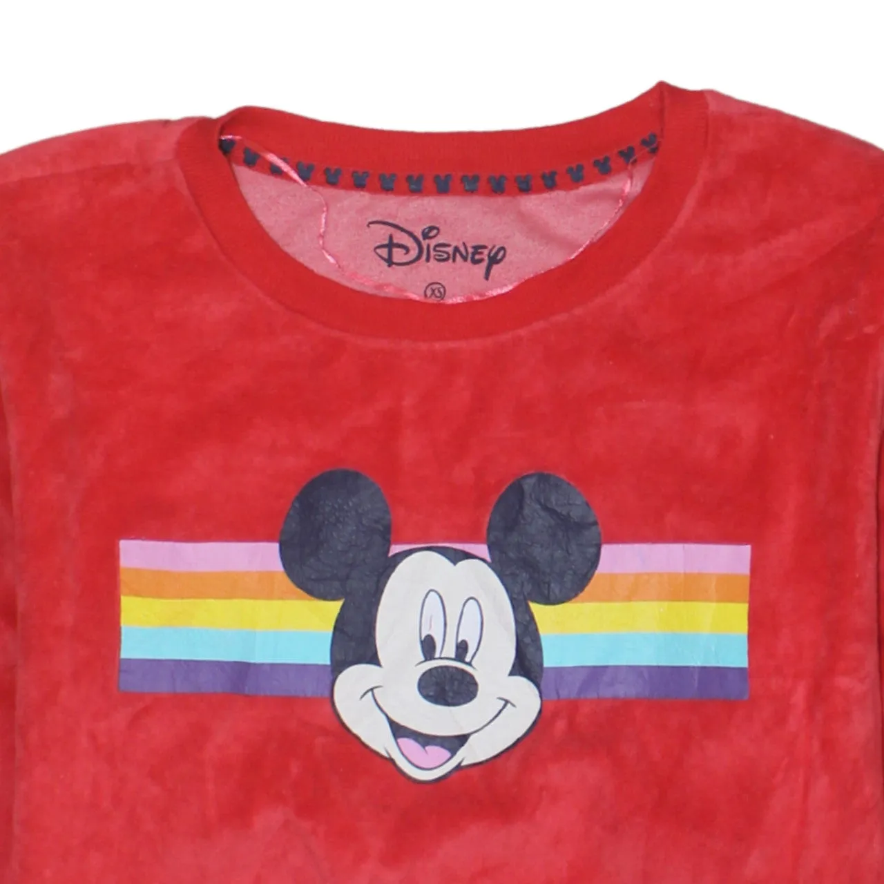 Disney Red Mickey Mouse Sweatshirt Women's XSmall Printed Rainbow Graphic Pullover Fleece Top sold by Vintage Club product image thumbnail 3