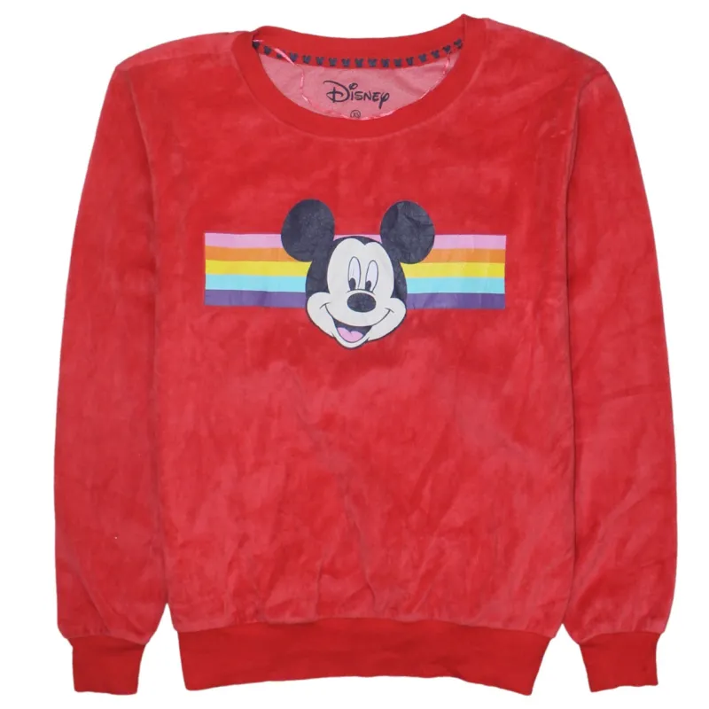 Disney Red Mickey Mouse Sweatshirt Women's XSmall Printed Rainbow Graphic Pullover Fleece Top sold by Vintage Club