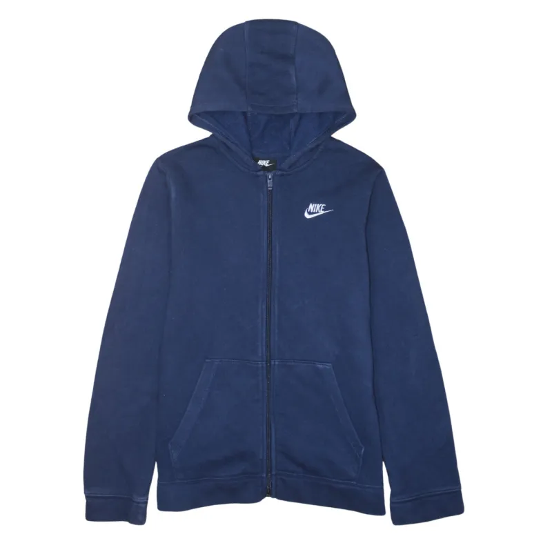Nike Navy Blue Hoodie Women’s XLarge Full Zip Printed Swoosh Logo Front Pockets Sweatshirt sold by Vintage Club