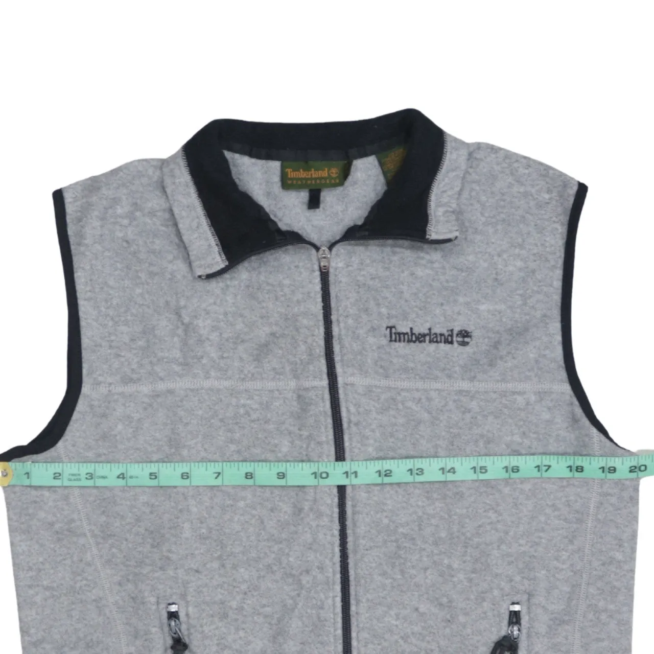 Timberland Light Grey Gilet Women's 5XL Embroidered Chest Logo Zip Pockets Fleece Vest sold by Vintage Club product image thumbnail 5