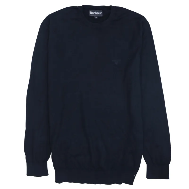Barbour Navy Blue Jumper Women’s Medium Embroidered Chest Logo Crewneck Knit Sweater made by Barbour