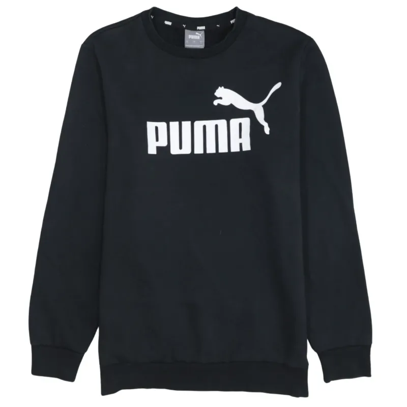 Puma Black Sweatshirt Men's Small Printed Big Logo Crewneck Pullover Fleece Top sold by Vintage Club