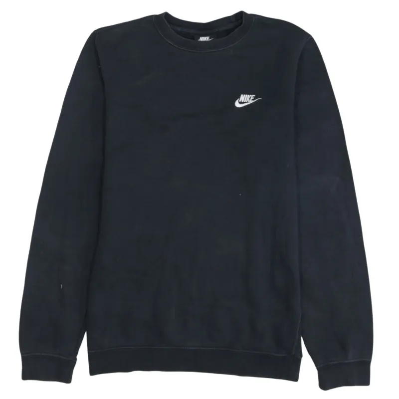 Nike Black Sweatshirt Men's Small Embroidered Swoosh Logo Crewneck Pullover Fleece Top sold by Vintage Club