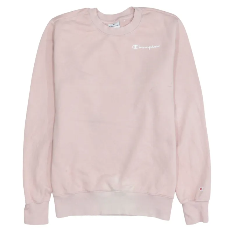 Champion Light Pink Sweatshirt Women's Small Printed Logo Crewneck Pullover Top made by Champion