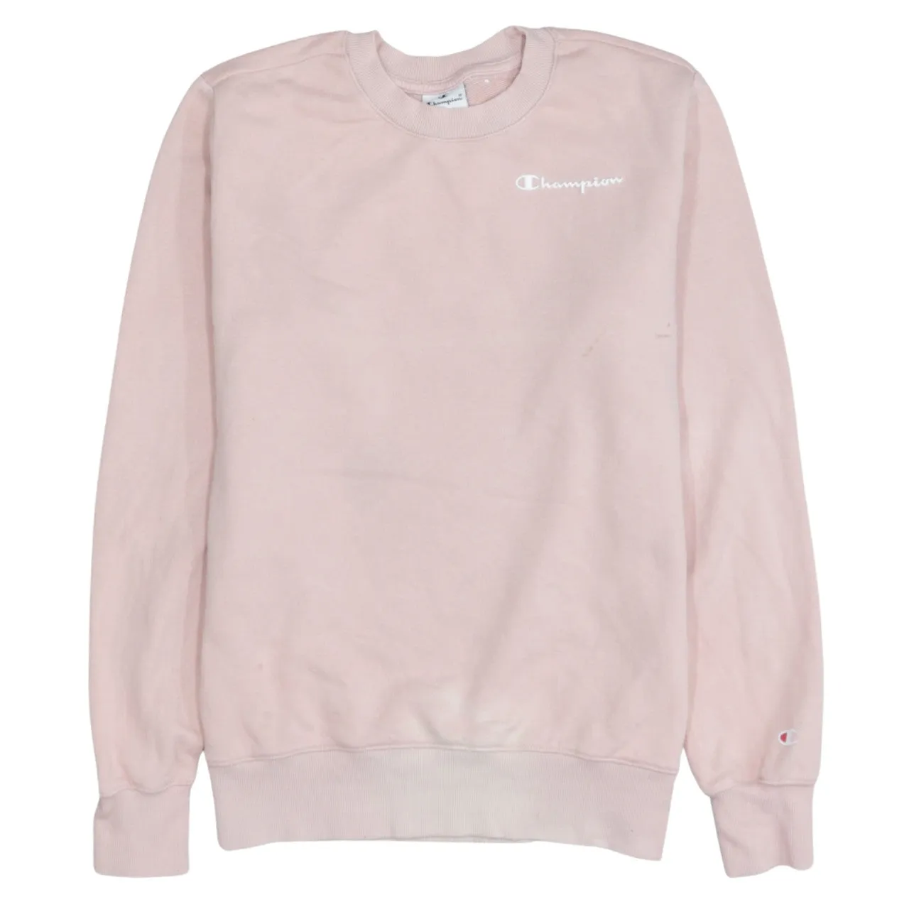 Champion Light Pink Sweatshirt Women's Small Printed Logo Crewneck Pullover Top sold by Vintage Club