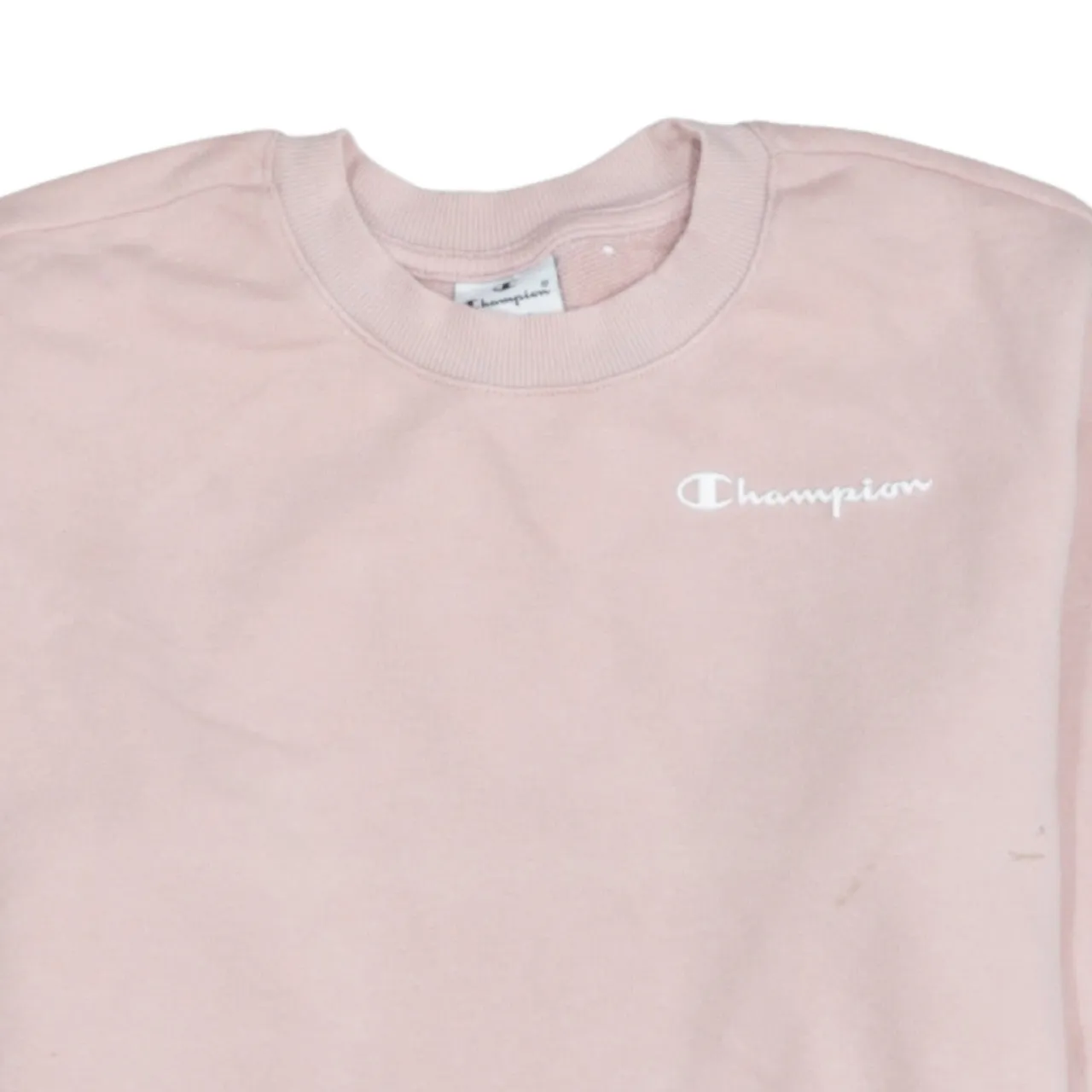 Champion Light Pink Sweatshirt Women's Small Printed Logo Crewneck Pullover Top sold by Vintage Club product image thumbnail 3
