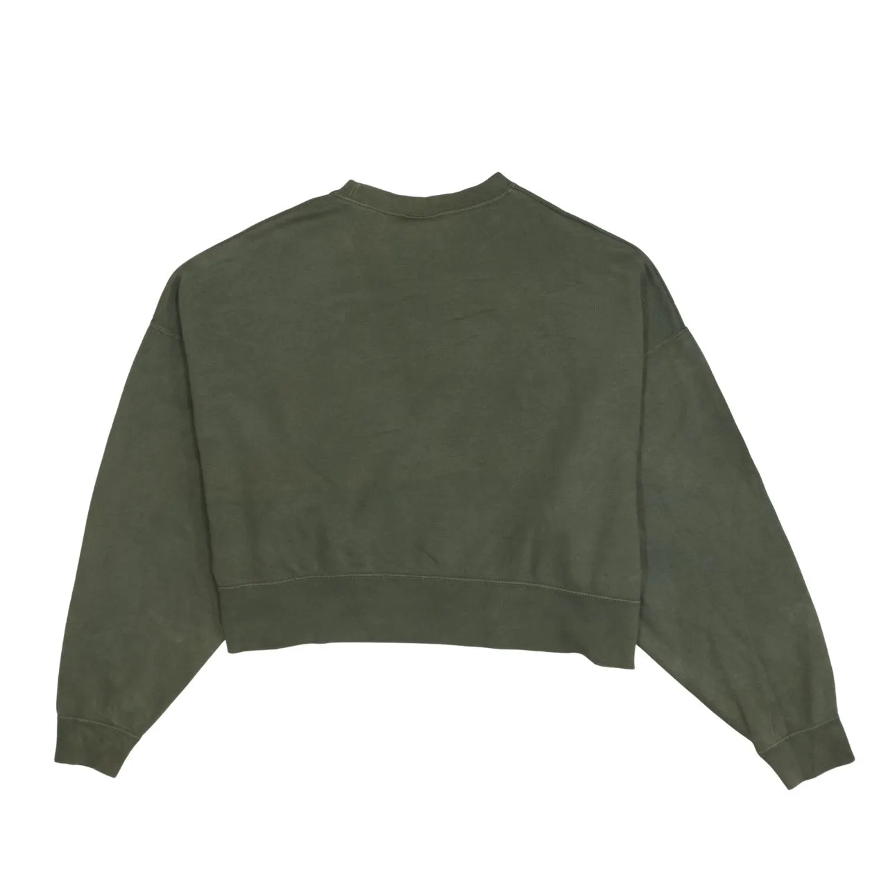 Nike Khaki Green Sweatshirt Women's Medium Embroidered Swoosh Crop Fit Pullover Jumper sold by Vintage Club product image thumbnail 2