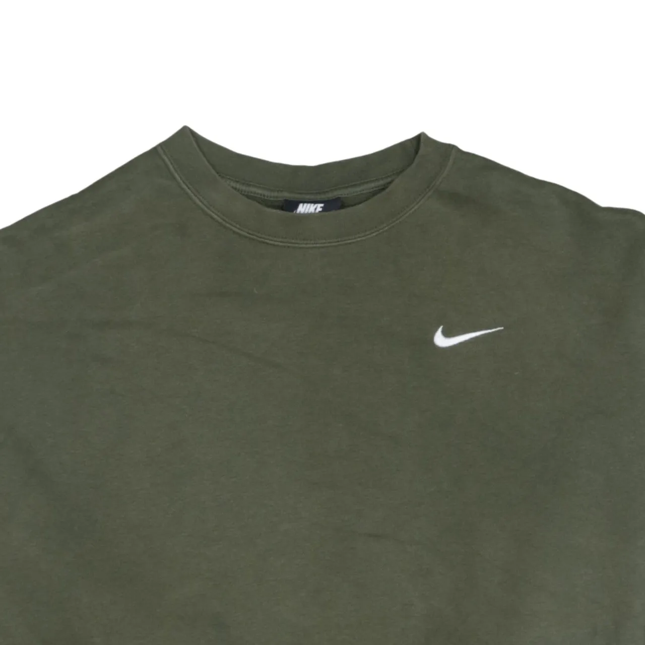 Nike Khaki Green Sweatshirt Women's Medium Embroidered Swoosh Crop Fit Pullover Jumper sold by Vintage Club product image thumbnail 3