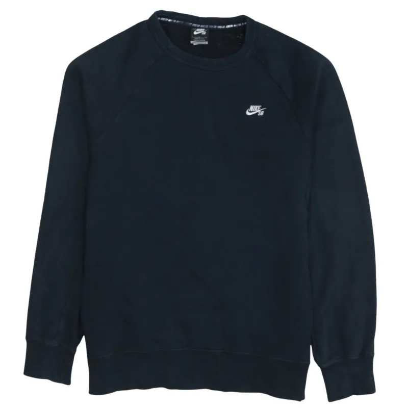 Nike Black Sweatshirt Women’s Large Embroidered SB Logo Raglan Sleeves Fleece Pullover Jumper made by Vintage Club