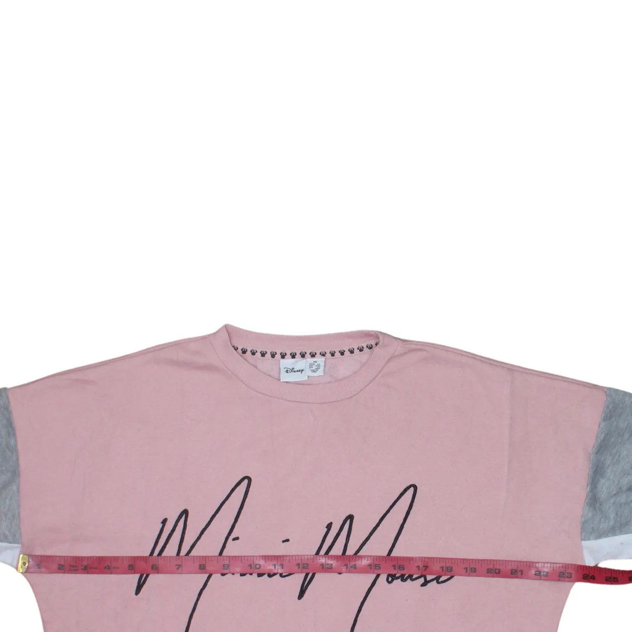 Disney Pink Minnie Mouse Sweatshirt Women's XSmall Printed Logo Colour Block Pullover Top sold by Vintage Club product image thumbnail 5