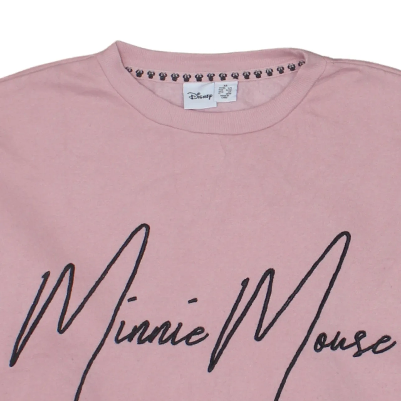 Disney Pink Minnie Mouse Sweatshirt Women's XSmall Printed Logo Colour Block Pullover Top sold by Vintage Club product image thumbnail 3
