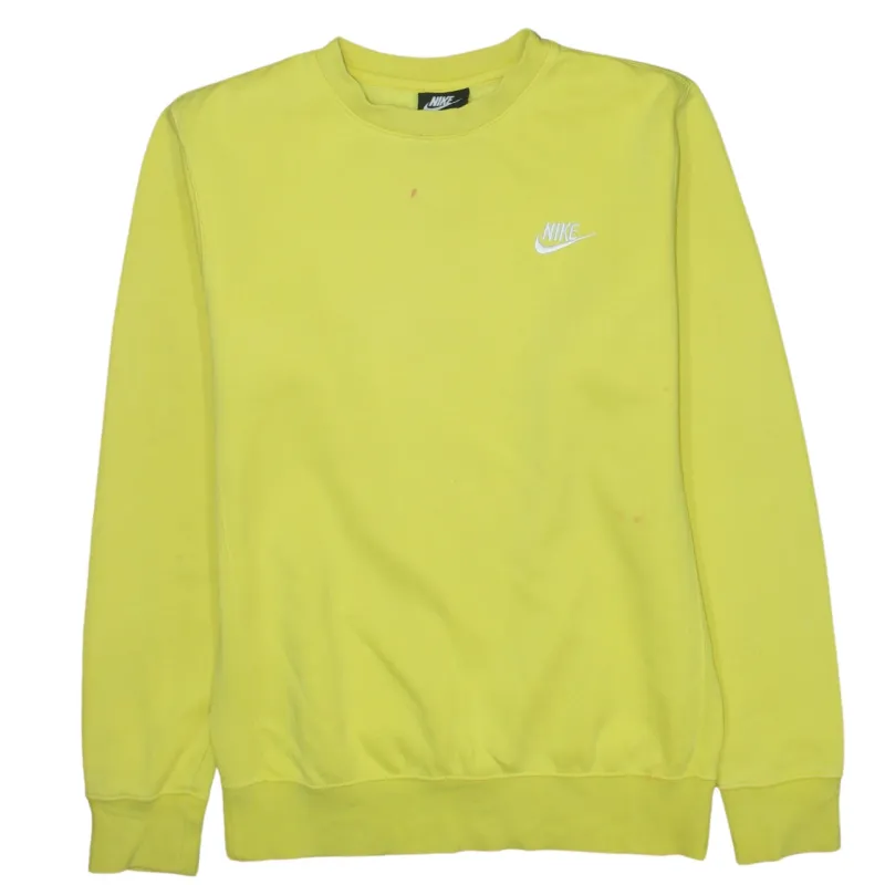 Nike Yellow Sweatshirt Men’s XSmall Embroidered Chest Logo Crewneck Pullover Fleece Top made by Nike