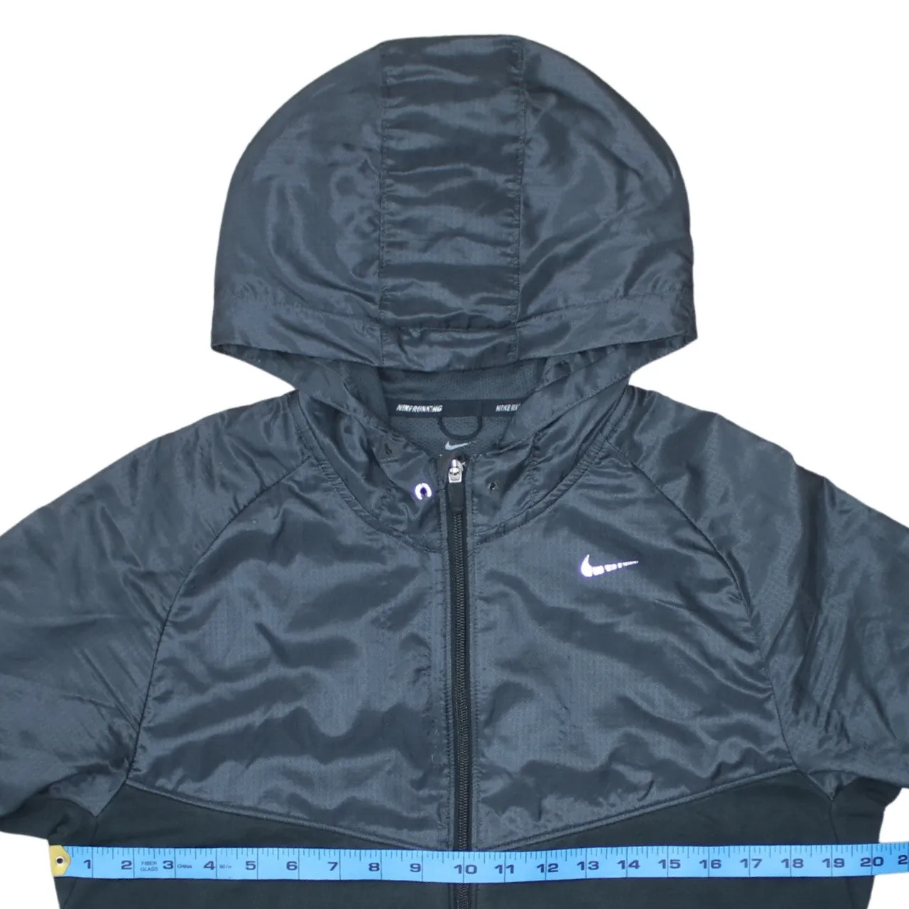 Nike Black Full Zip Hoodie Men's Medium Printed Swoosh Reflective Trim Zip Pockets Jacket sold by Vintage Club product image thumbnail 5