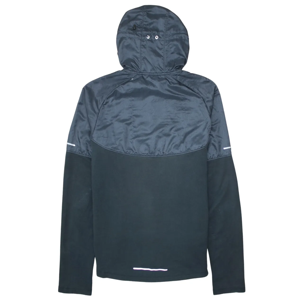Nike Black Full Zip Hoodie Men's Medium Printed Swoosh Reflective Trim Zip Pockets Jacket sold by Vintage Club product image thumbnail 2