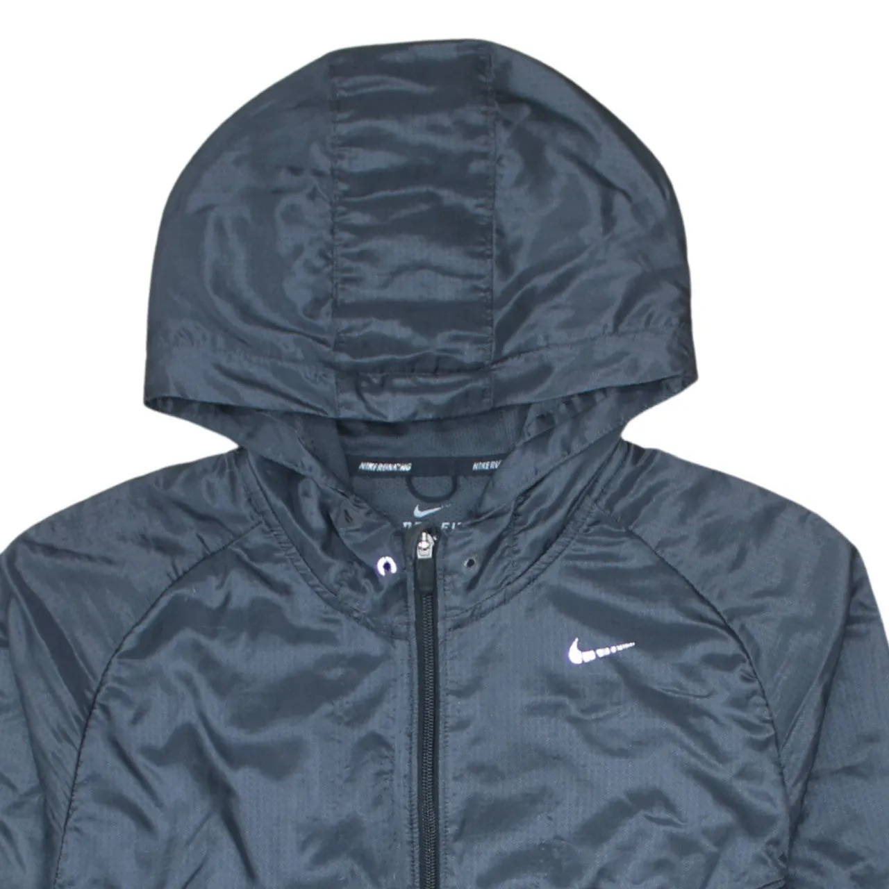 Nike Black Full Zip Hoodie Men's Medium Printed Swoosh Reflective Trim Zip Pockets Jacket sold by Vintage Club product image thumbnail 3