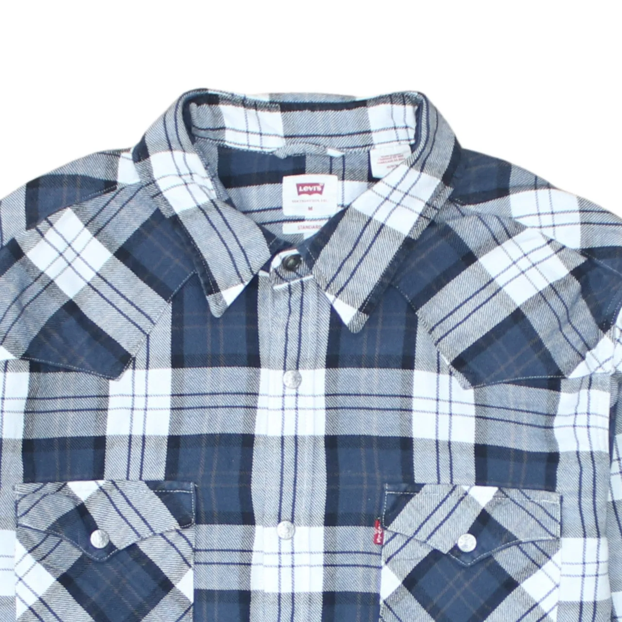 Levi's Blue Check Shirt Men's Medium Western Plaid Long Sleeve Snap Front Cotton sold by Vintage Club product image thumbnail 3