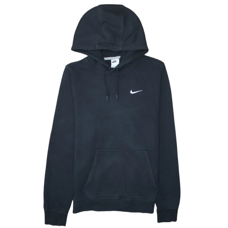 Nike Black Hoodie Men's Small Embroidered Swoosh Front Pocket Pullover Sweatshirt sold by Vintage Club