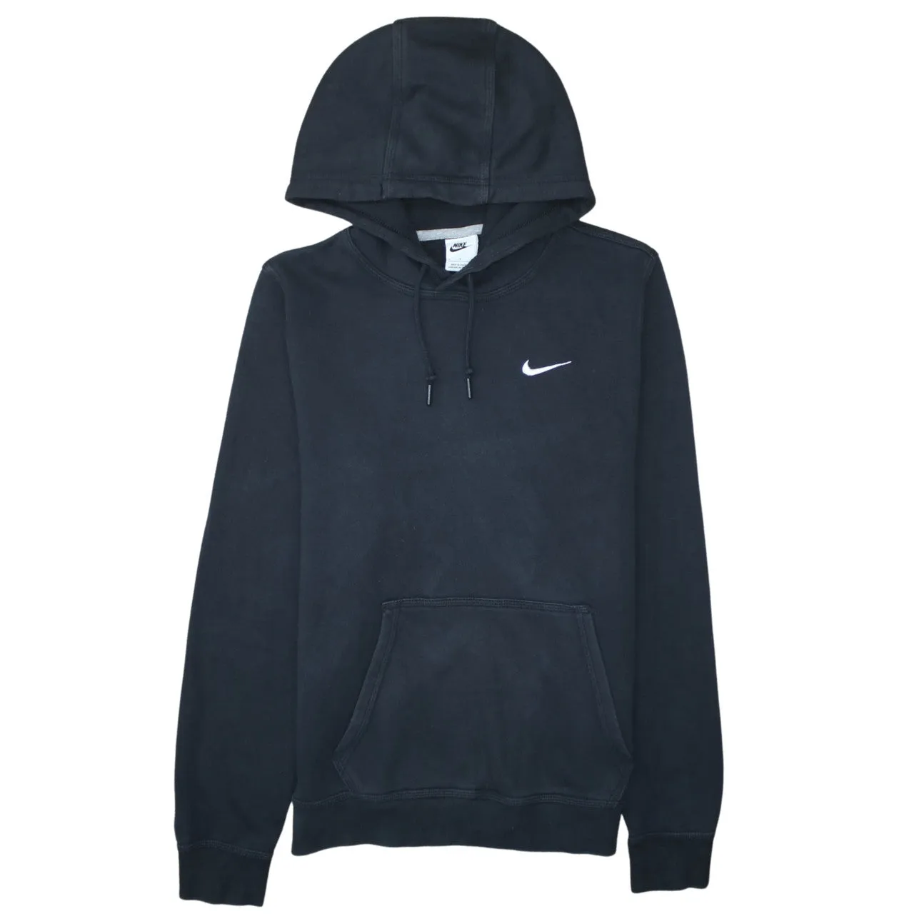 Nike Black Hoodie Men's Small Embroidered Swoosh Front Pocket Pullover Sweatshirt sold by Vintage Club