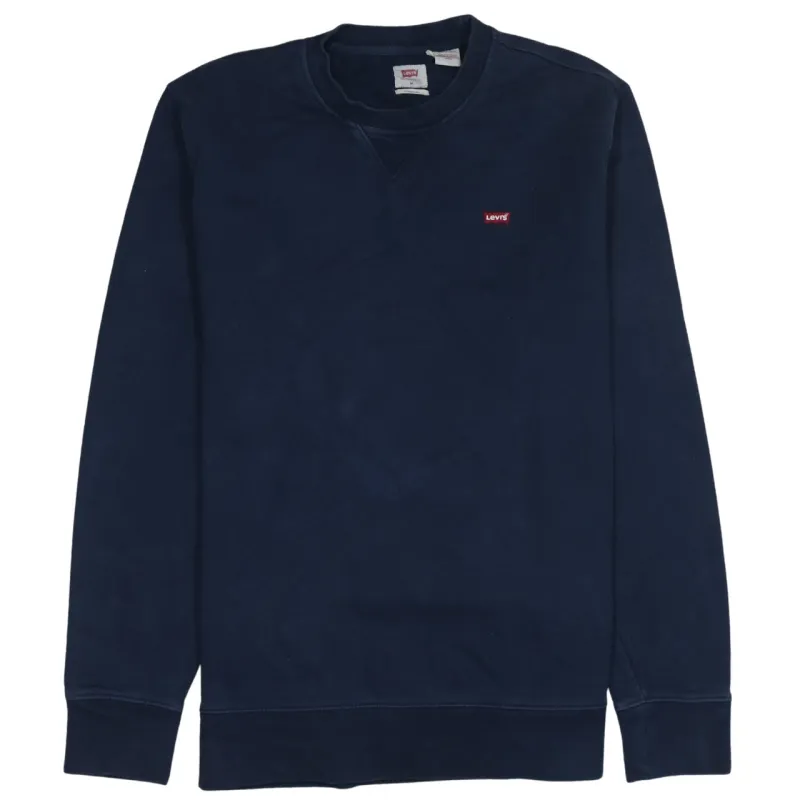 Levi's Navy Blue Sweatshirt Men's Medium Embroidered Chest Logo Crewneck Pullover Top made by Levi's