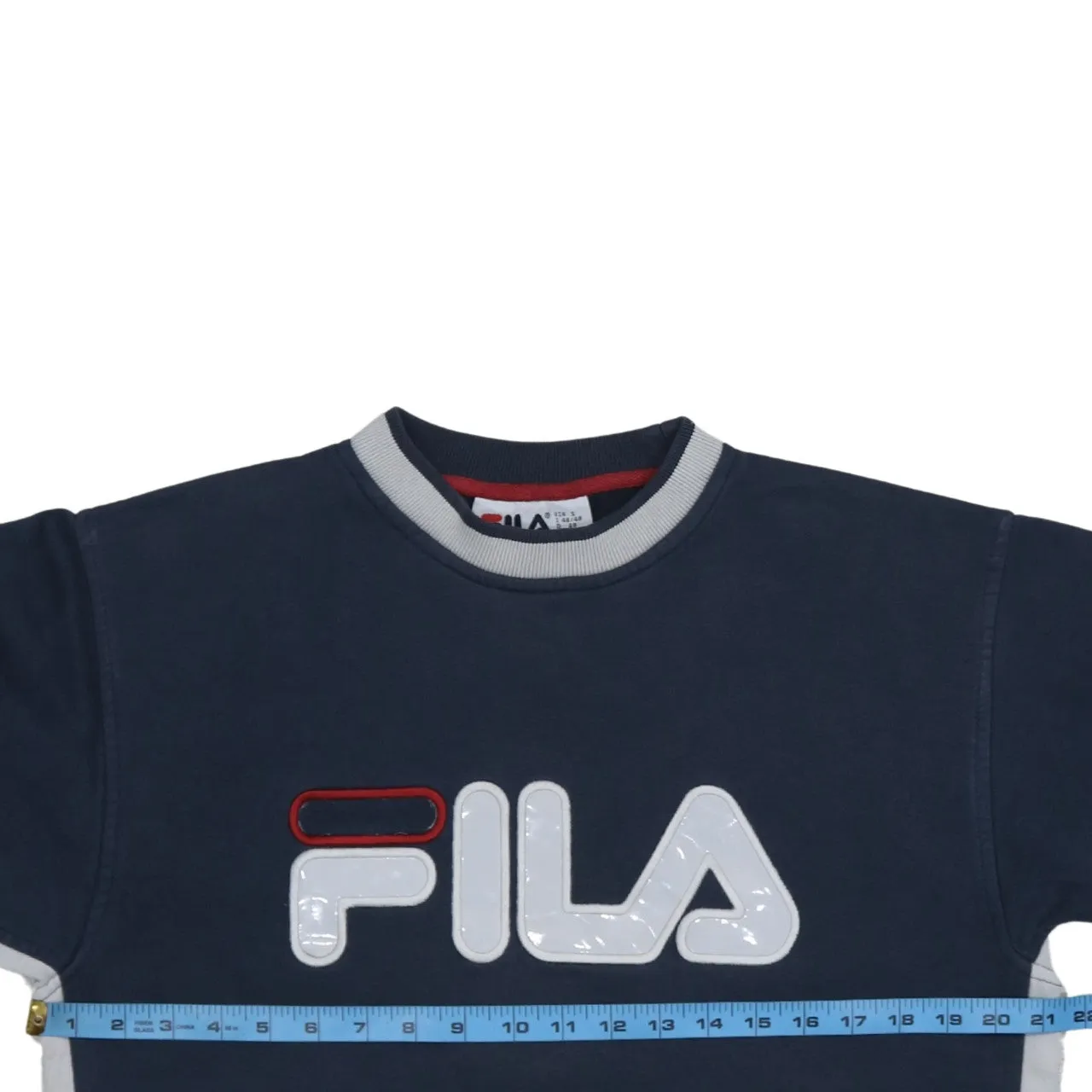 Fila Navy Blue Sweatshirt Men's Small Large Logo Crewneck Ribbed Cuffs Pullover Top sold by Vintage Club product image thumbnail 5