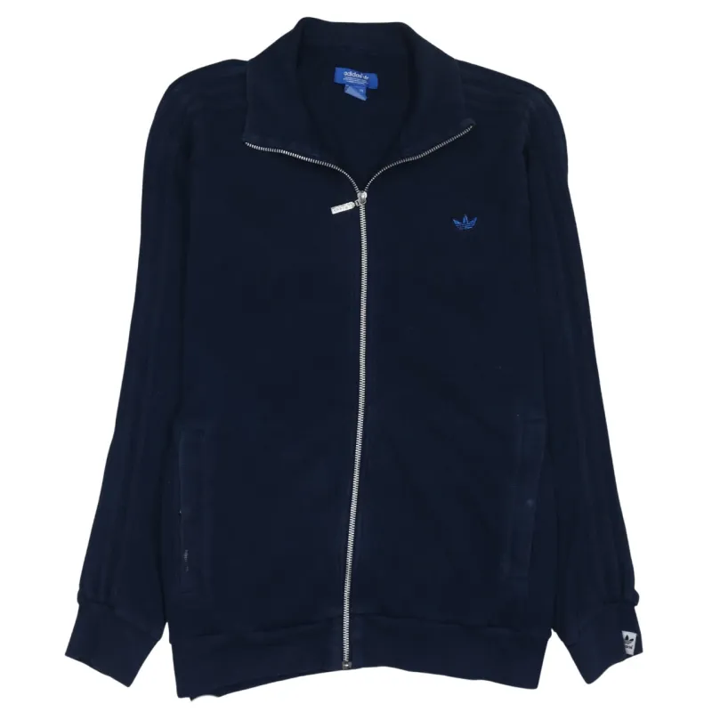 Adidas Navy Blue Track Jacket Men's Medium Full Zip Three Stripe Sleeves Embroidered Logo sold by Vintage Club