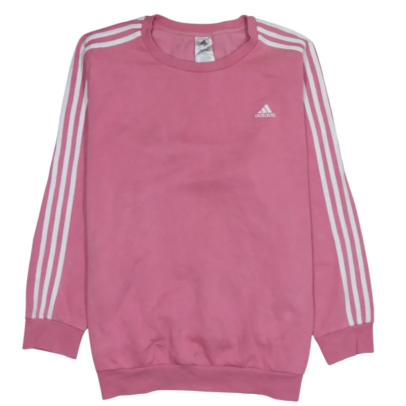 Adidas Pink Sweatshirt Women's 4XL Printed Logo Three Stripe Sleeves Crewneck Pullover Fleece Top sold by Vintage Club