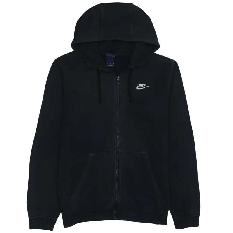 Nike Black Full Zip Hoodie Men’s Medium Embroidered Swoosh Split Pocket Sweatshirt made by Nike