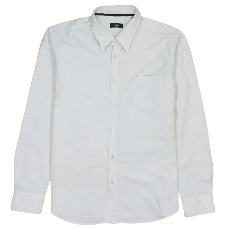 Hugo Boss White Shirt Men's Medium Long Sleeve Button Front Chest Pocket made by Hugo Boss