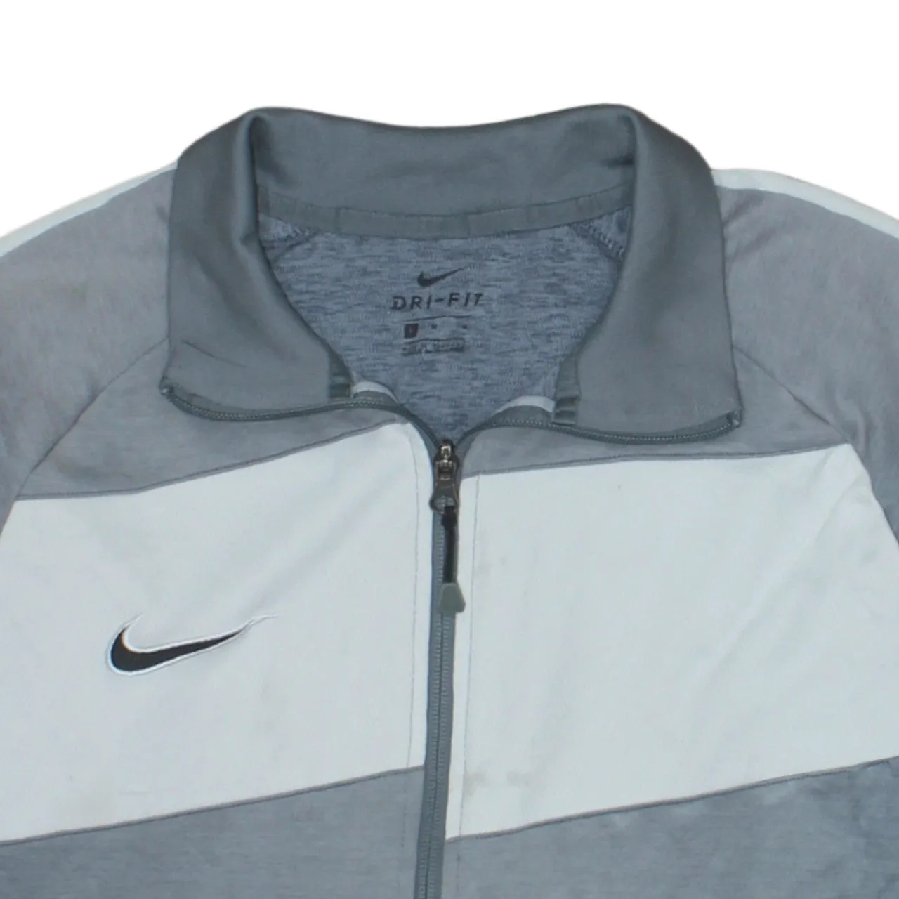 Nike Grey Track Jacket Men's Medium Dri-Fit Full Zip Embroidered Swoosh Pockets Top sold by Vintage Club product image thumbnail 3