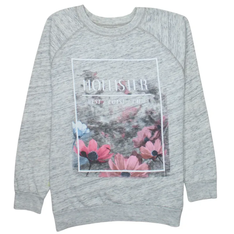 Hollister 90's Spellout Crew Neck Sweatshirt Small Grey sold by Vintage Club