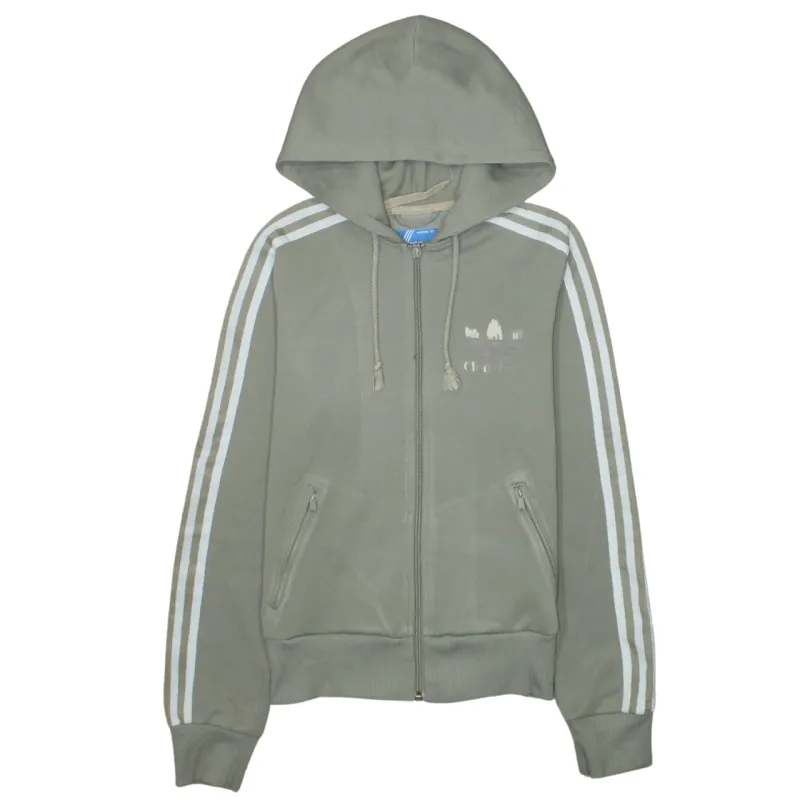 Adidas 90's Striped Sleeve Full Zip Up Hoodie Small Green made by Adidas