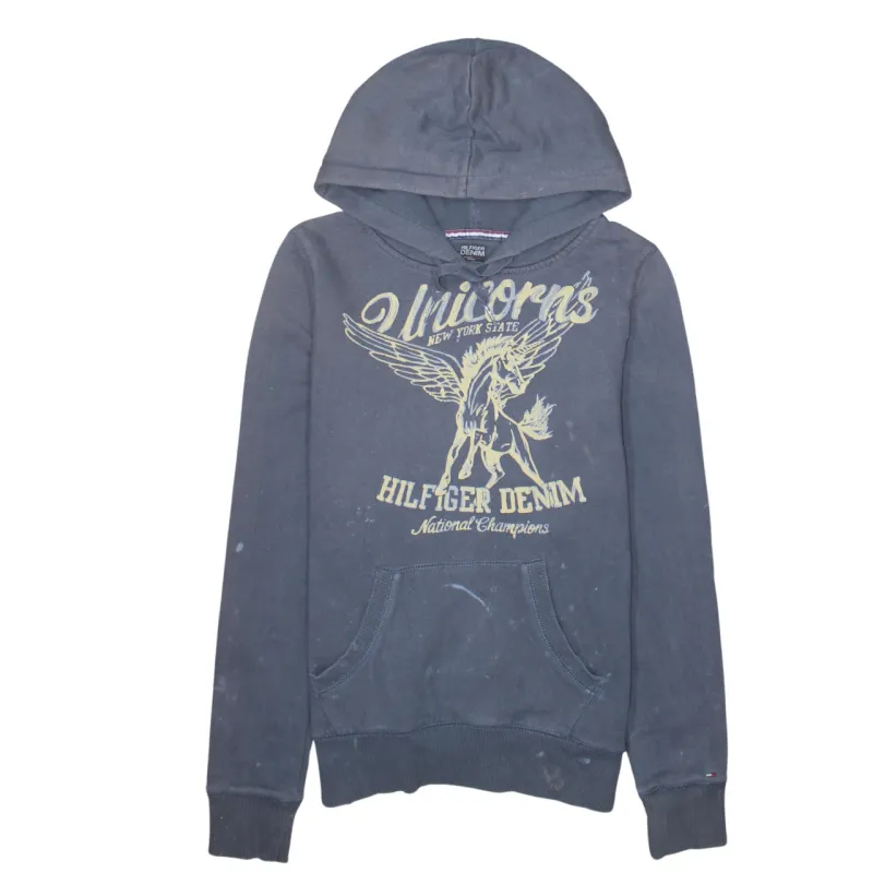 Tommy Hilfiger 90's Spellout Pullover Hoodie Large Blue made by Tommy Hilfiger