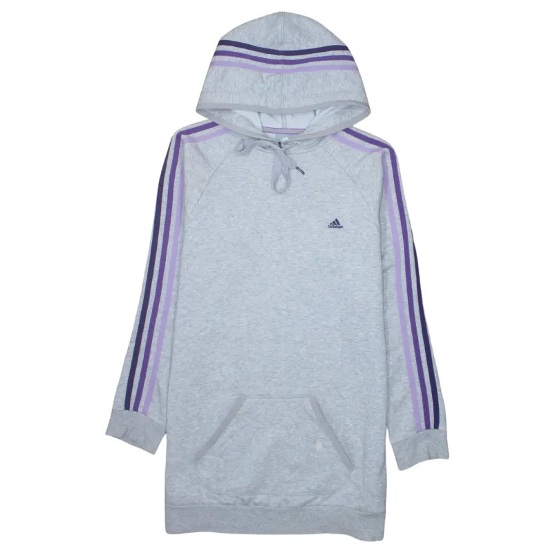 Adidas 90's Striped Sleeve Pullover Hoodie Medium Grey sold by Vintage Club