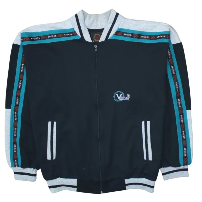 Retro 90's Lightweight Full Zip Up Sweatshirt Large Black made by Vintage Club