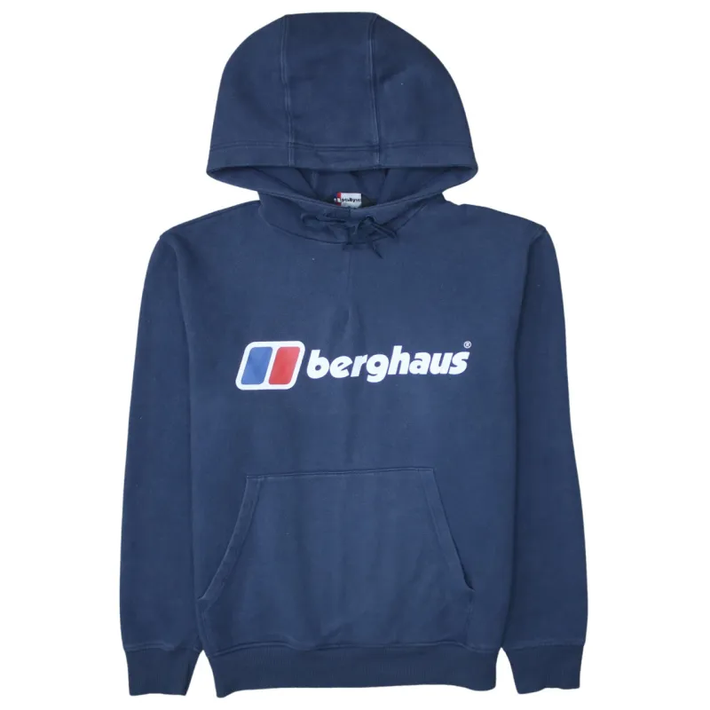 Berghaus 90's Spellout Pullover Hoodie Medium Navy Blue sold by Vintage Club